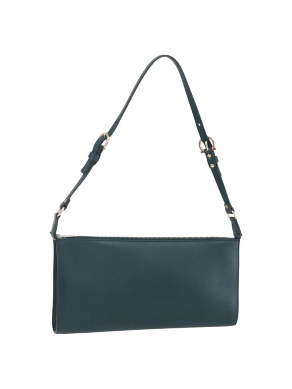 Salvatore Ferragamo Gancini Accessory Pouch Leather Green Silver
